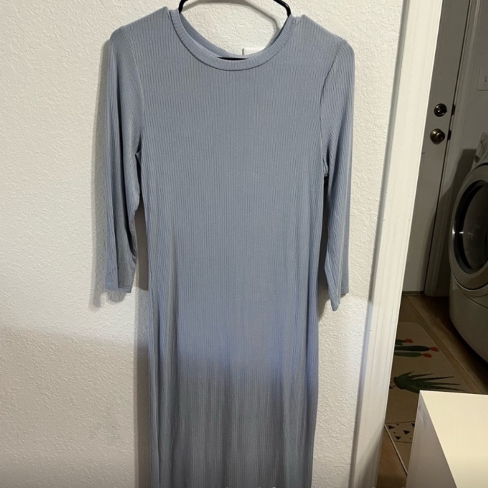 Elegant Long Sleeve Blue Dress